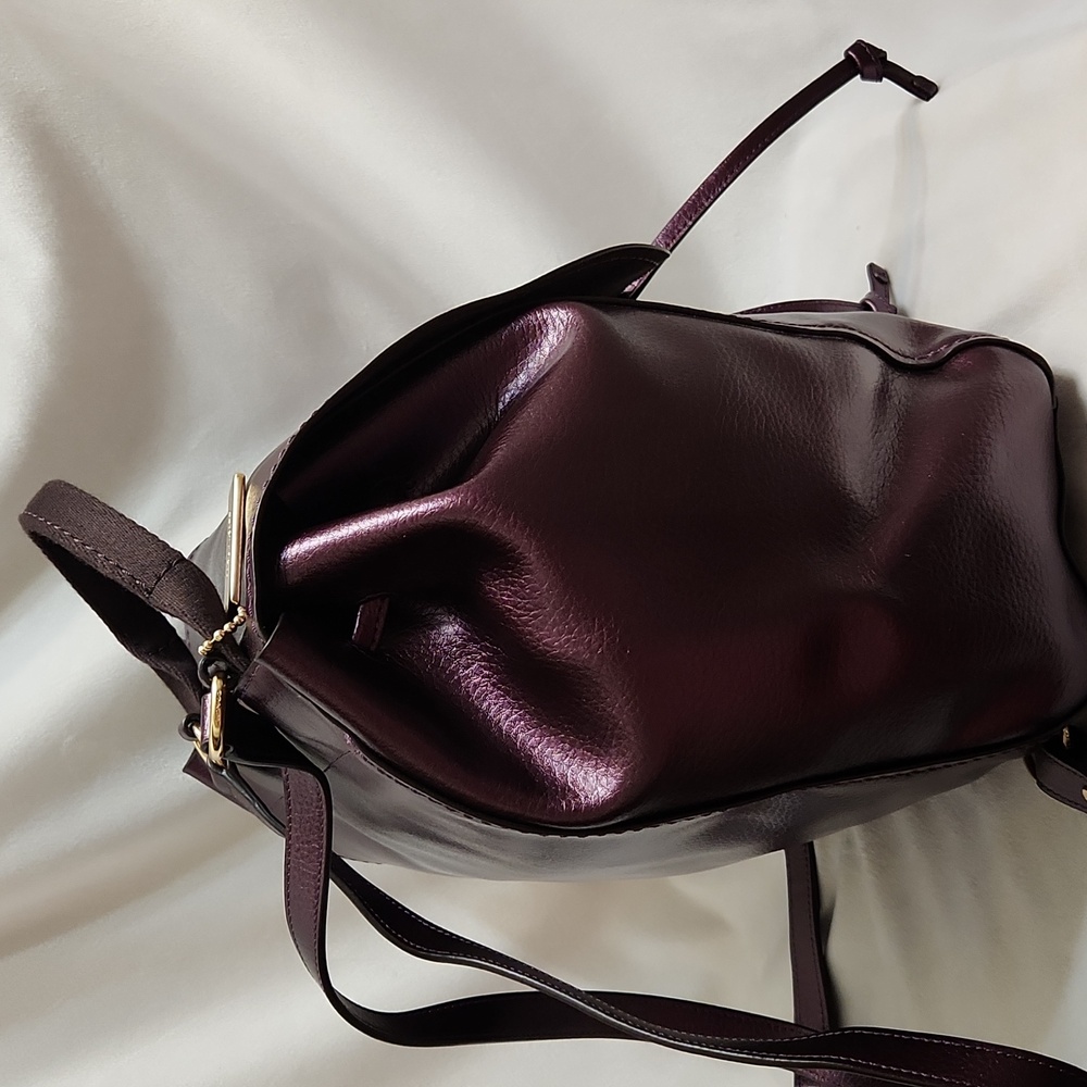 Coach Derby Purple Metallic Leather Backpack - Picture 3 of 16